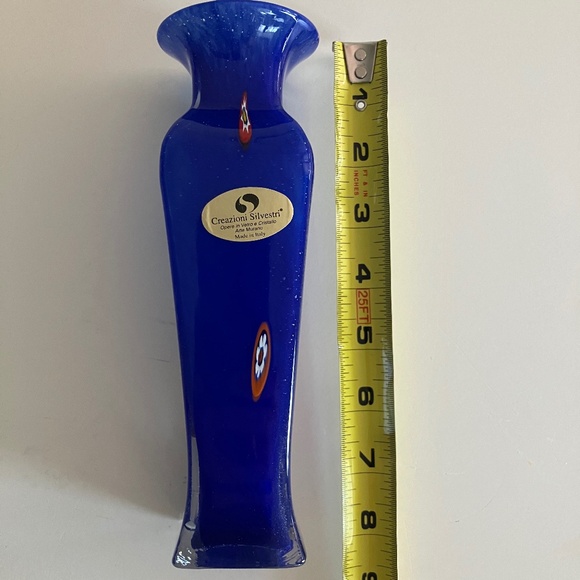 New Murano Blue and Orange Glass Art Vase - Picture 6 of 7